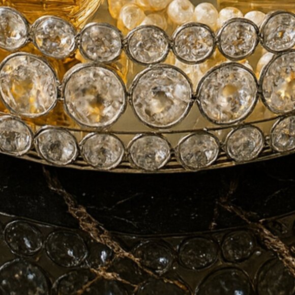 NWOT Vintage Bling Round Mirror Vanity Wedding Table Centerpiece Dessert Tray - Picture 3 of 5